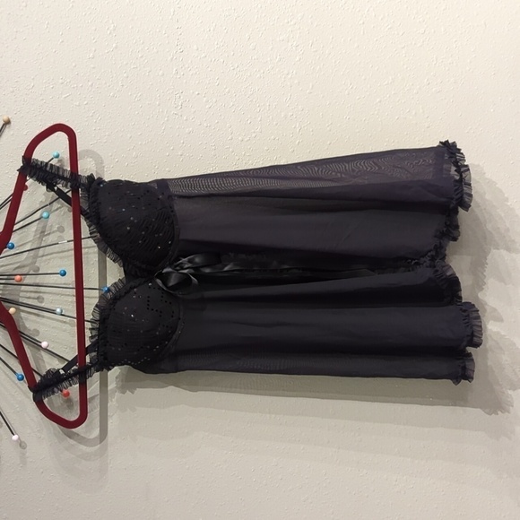 Victoria's Secret Sexy Little Things Baby Doll Mini Dress 36C Black Thong Y2K - Picture 1 of 16